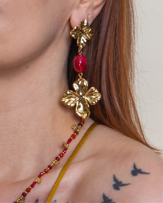Boucles d’oreilles Rosalie rouges