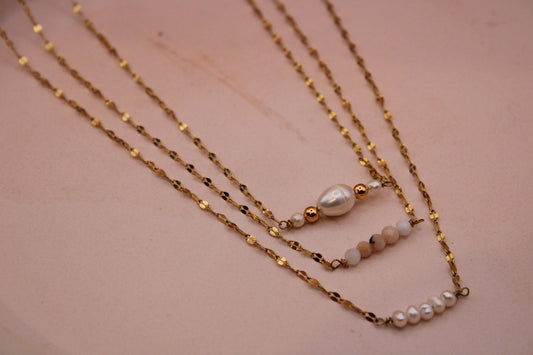 Collier fait main acier inoxydable et perles de culture