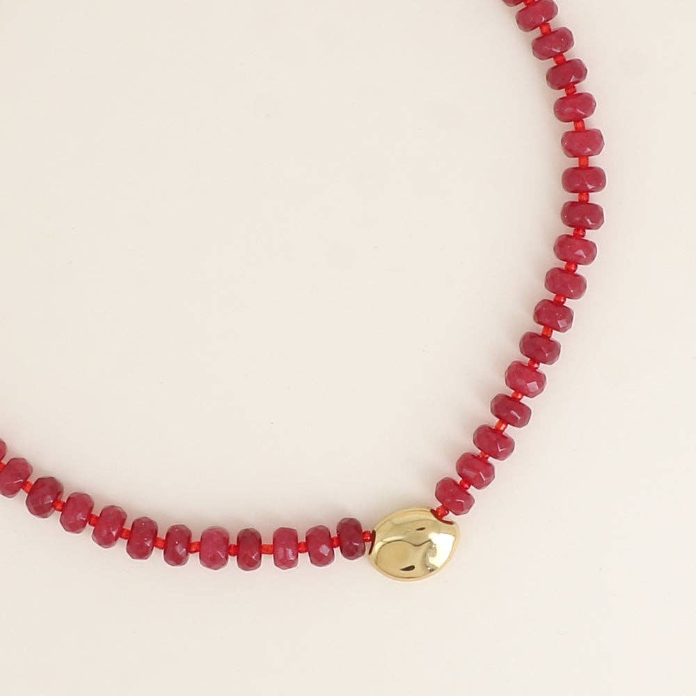 Collier Caléïs avec pierres naturelles et pendentif ovale