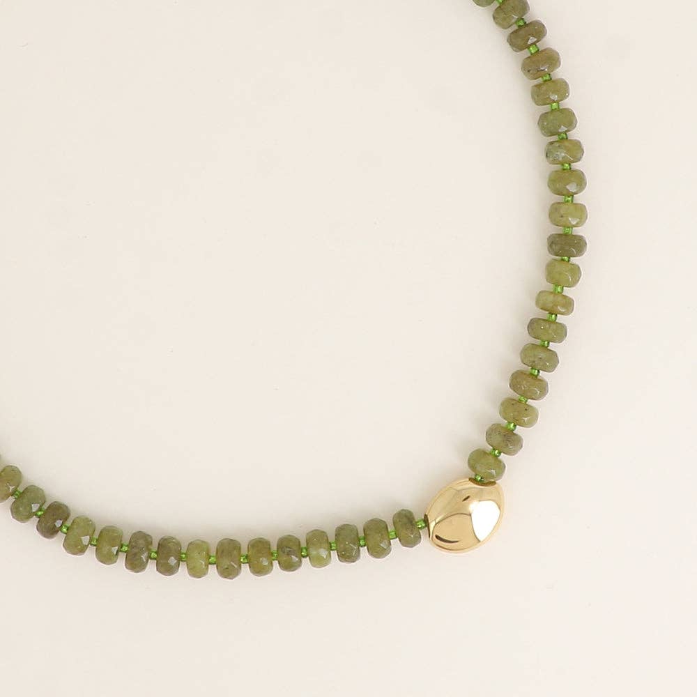 Collier Caléïs avec pierres naturelles et pendentif ovale