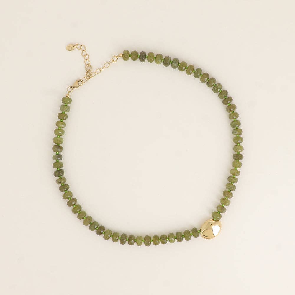 Collier Caléïs avec pierres naturelles et pendentif ovale