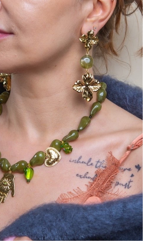 Boucles d’oreilles Rosalie kaki