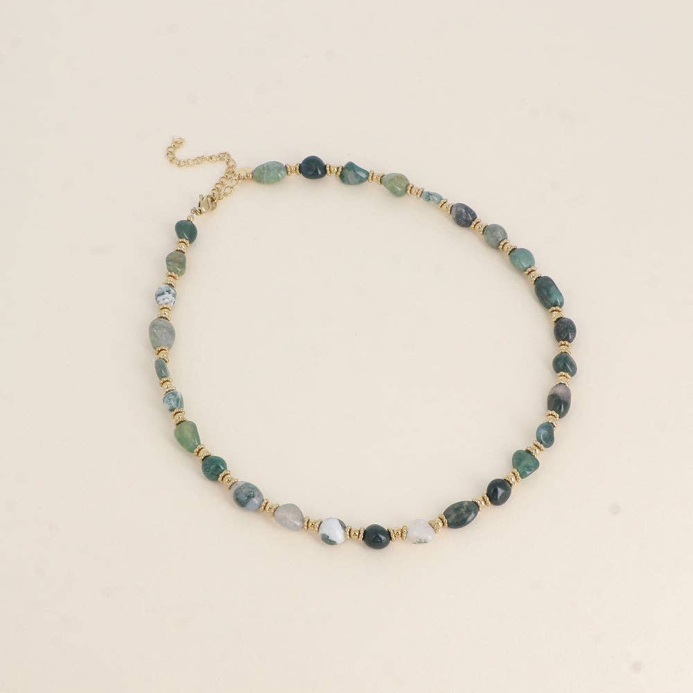 Collier Isaline sur câble avec perles acier et pierres
