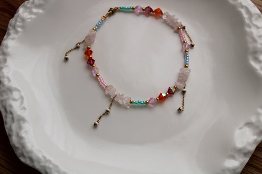 Bracelet de cheville quartz rose