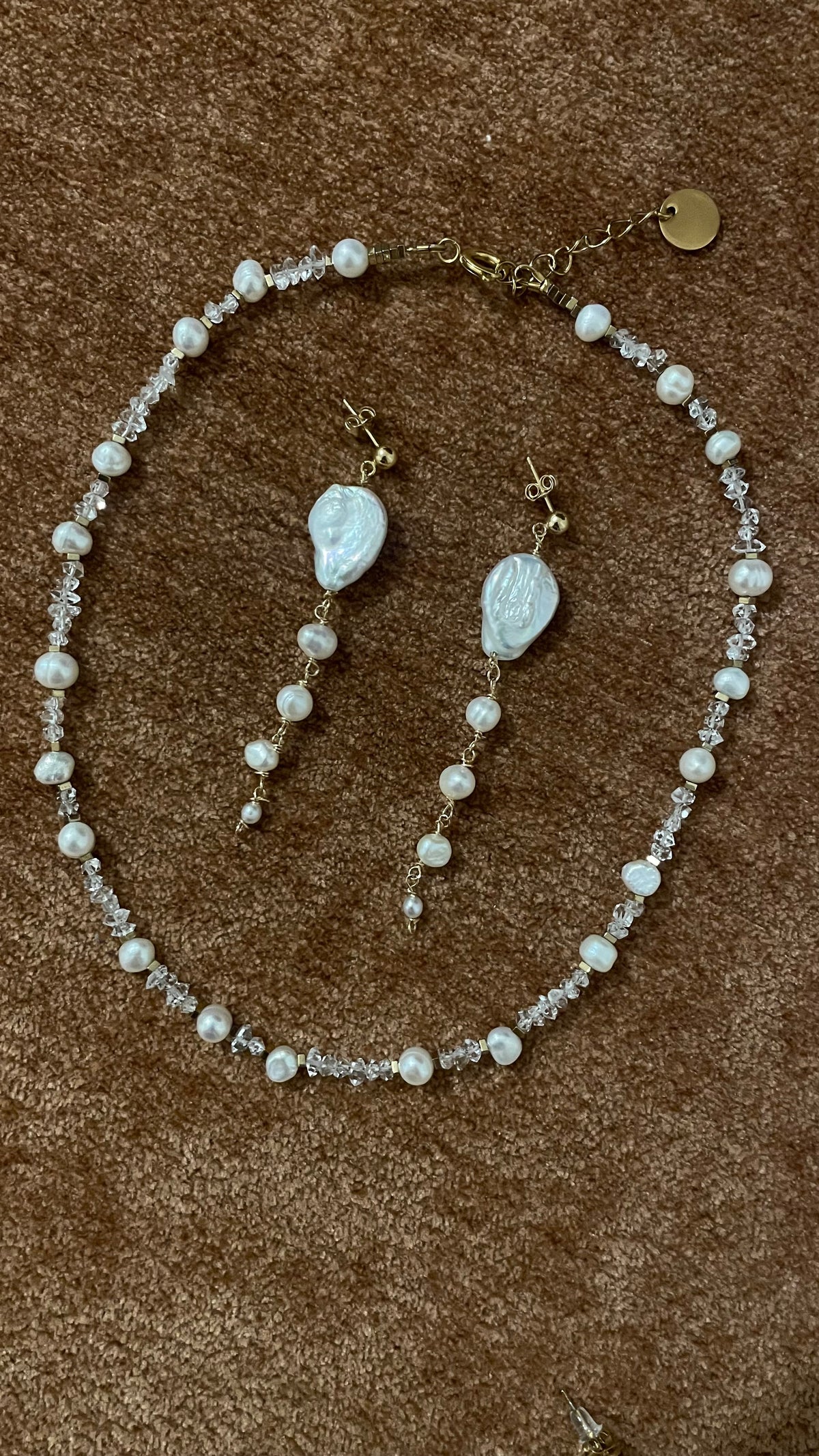 Collier Hina – Perles de culture et quartz diamant