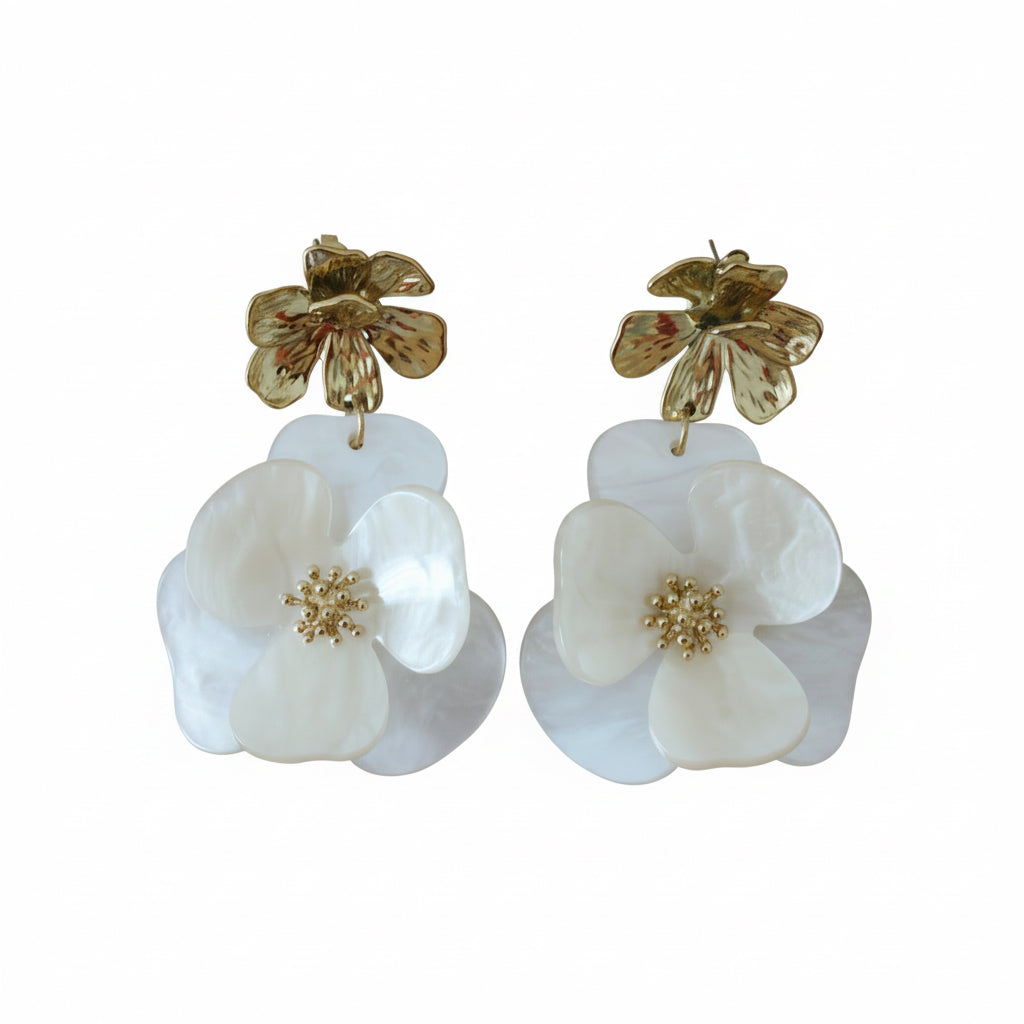 Boucles d'oreille Lorena – Fleur en Pétales Acryliques & Acier Inoxydable