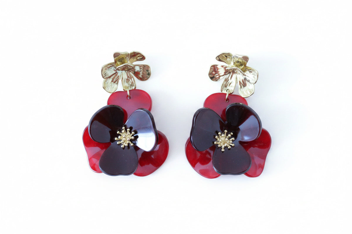 Boucles d'oreille Lorena – Fleur en Pétales Acryliques & Acier Inoxydable