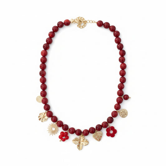 Collier Noan – Perles Acryliques & Charmes en Acier Inoxydable