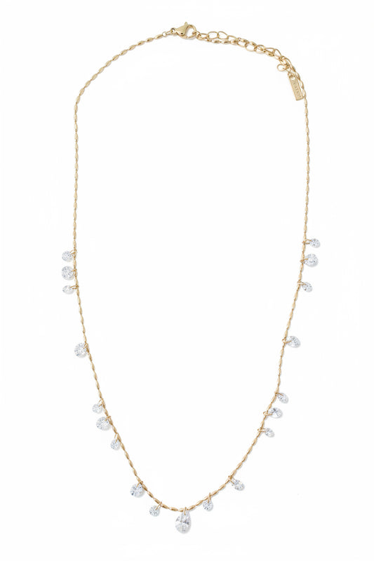 Collier Élia – Chaîne Dorée & Strass en Zirconium