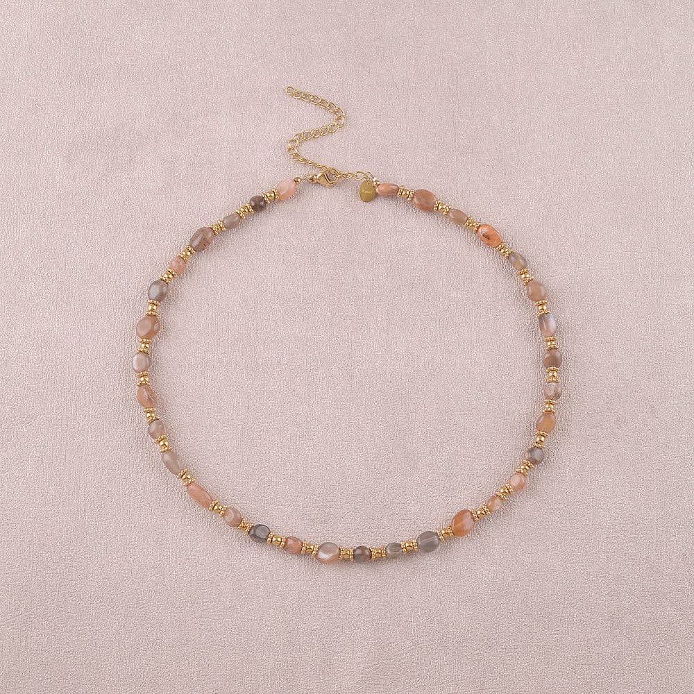Collier Isaline sur câble avec perles acier et pierres