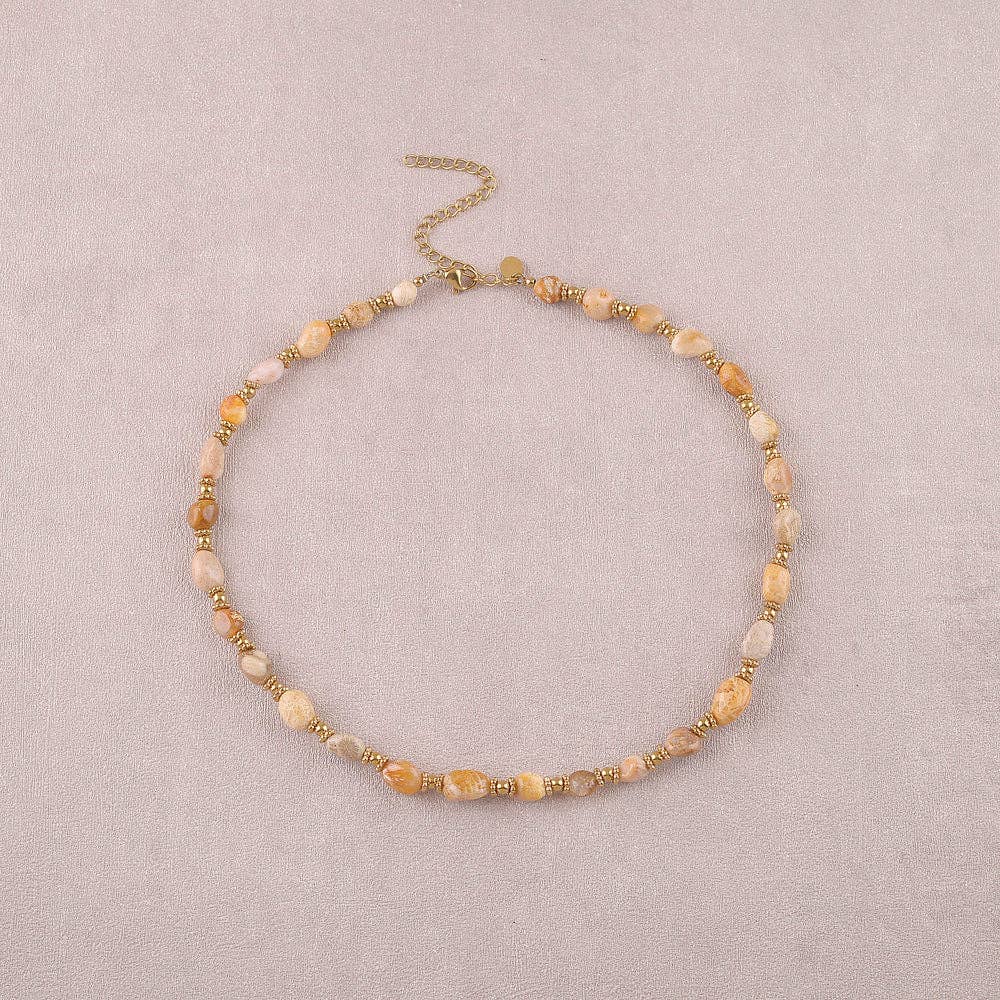 Collier Isaline sur câble avec perles acier et pierres