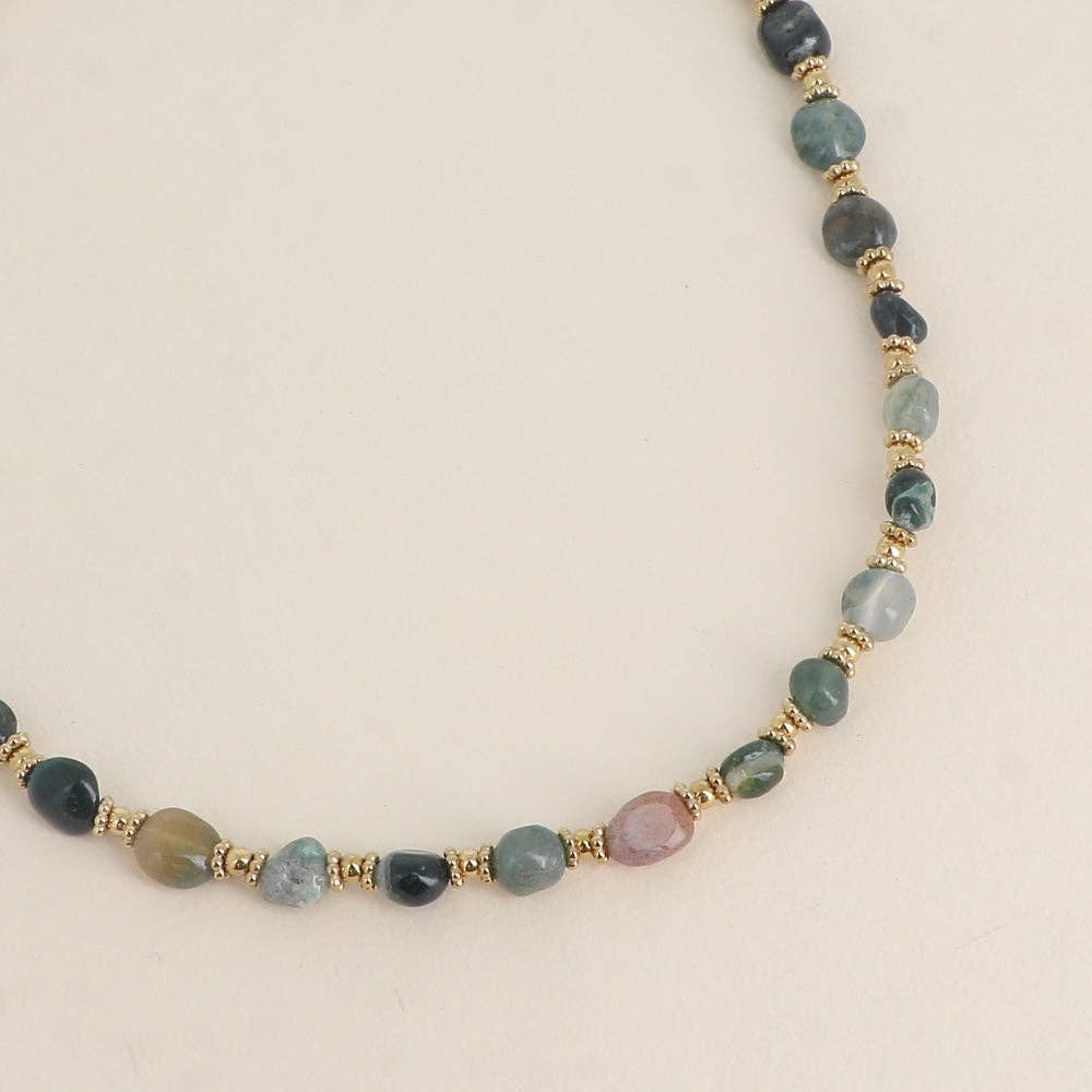 Collier Isaline sur câble avec perles acier et pierres
