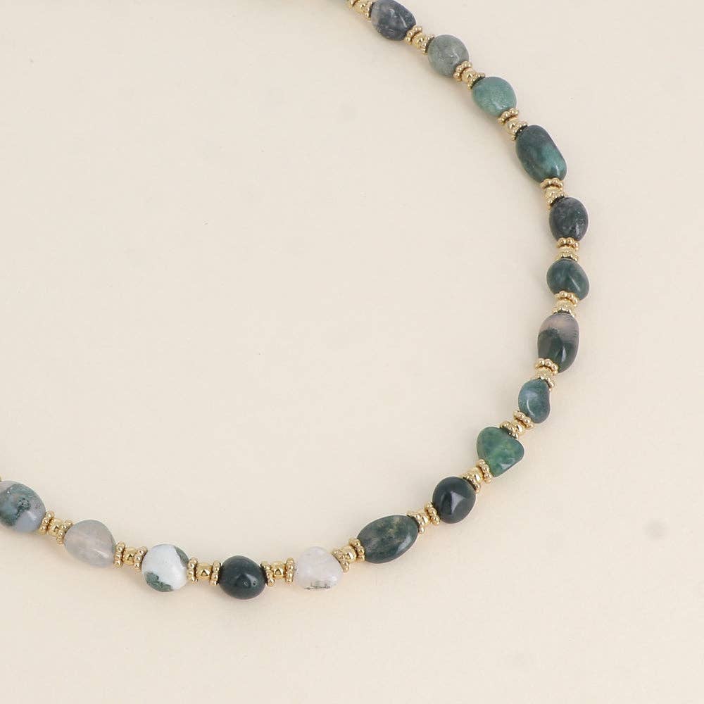 Collier Isaline sur câble avec perles acier et pierres