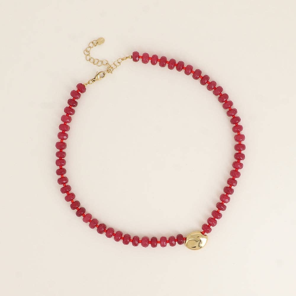 Collier Caléïs avec pierres naturelles et pendentif ovale