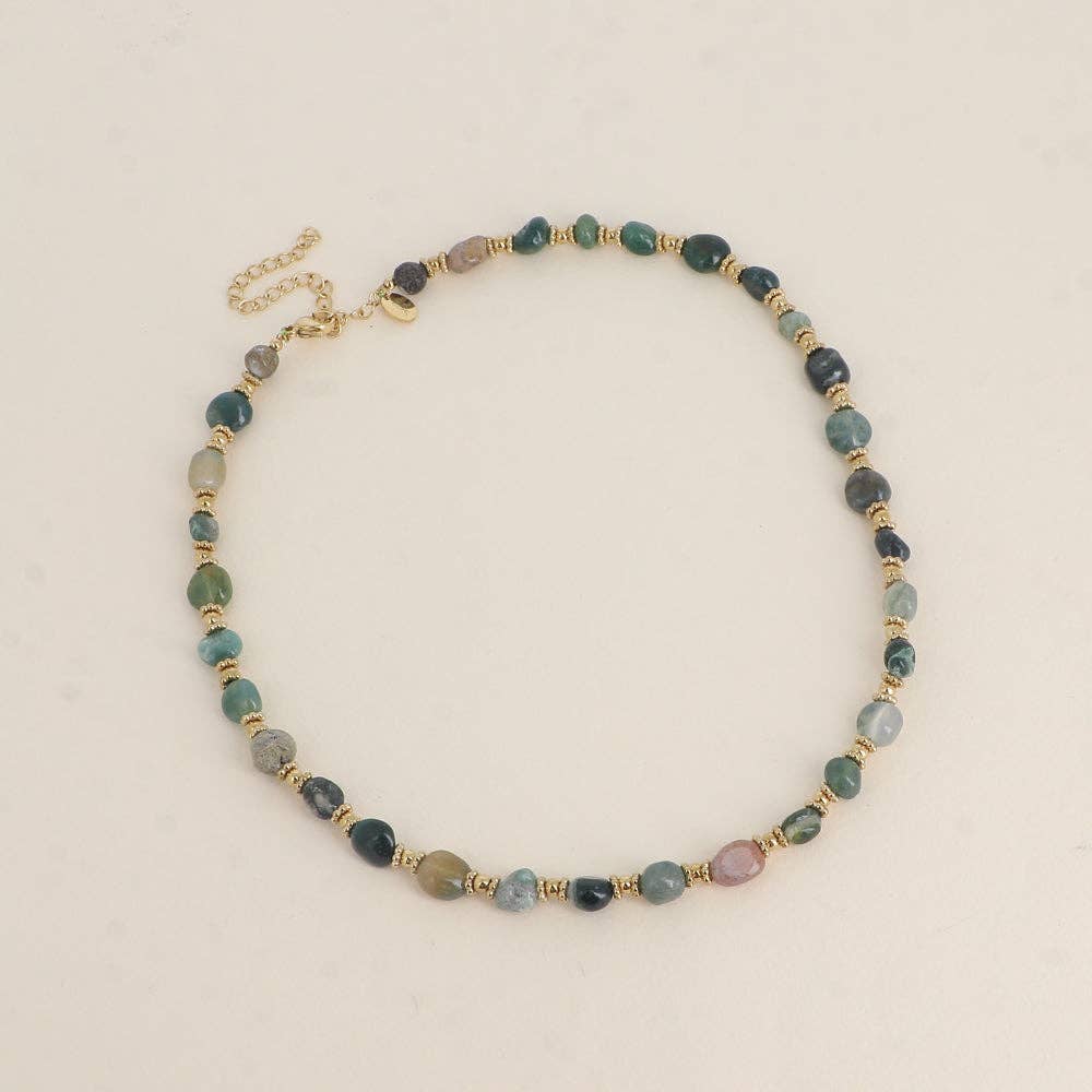 Collier Isaline sur câble avec perles acier et pierres
